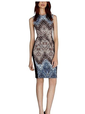 Karen Millen Karen Millen Sleeveless Tribal Print Mesh Detail Sheath Dress Cocktail Dress (view 1)