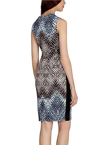 Karen Millen Karen Millen Sleeveless Tribal Print Mesh Detail Sheath Dress Cocktail Dress (view 2)