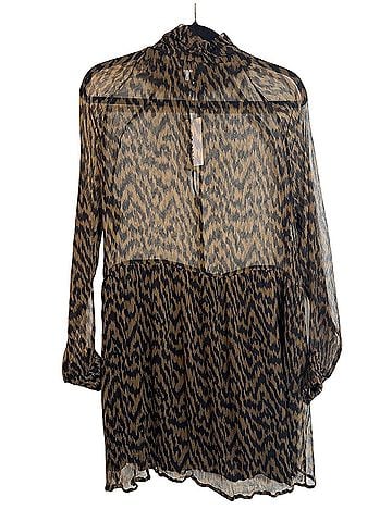 Ganni Lewis Chiffon Mini Dress in Plantation and Black Casual Dress (view 2)