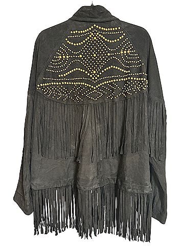Free People The Lucky Ones Suede Fringe Studded Leather Jacket (view 2)