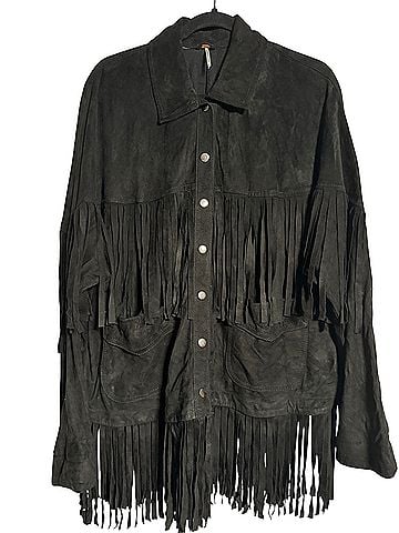 Free People The Lucky Ones Suede Fringe Studded Leather Jacket (view 1)