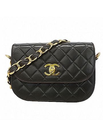 Chanel Chanel Matelassé Chain Shoulder Bag, Lambskin, Black, Women's (view 1)