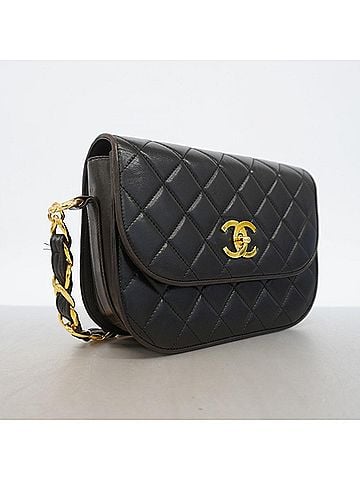 Chanel Chanel Matelassé Chain Shoulder Bag, Lambskin, Black, Women's (view 2)