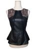 BCBGMAXAZRIA 100% Polyester 100% Nylon 100% Polyurethane Color Block Solid Black Sleeveless Blouse Size XS - photo 1