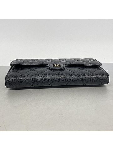 Chanel Chanel long wallet, Matelassé caviar leather, black, women's. (view 2)