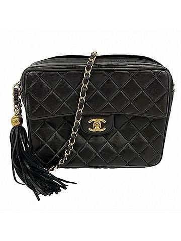 Chanel Chanel Matelassé Shoulder Bag with Chain Strap, Brilliant Lambskin, Black, Women's (view 1)