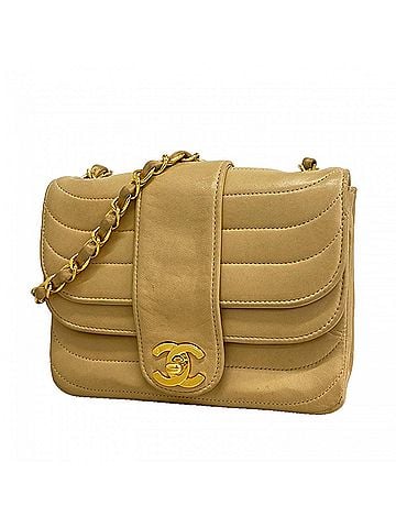 Chanel Chanel Shoulder Bag, Chain Strap, Lambskin, Beige, Women's (view 1)