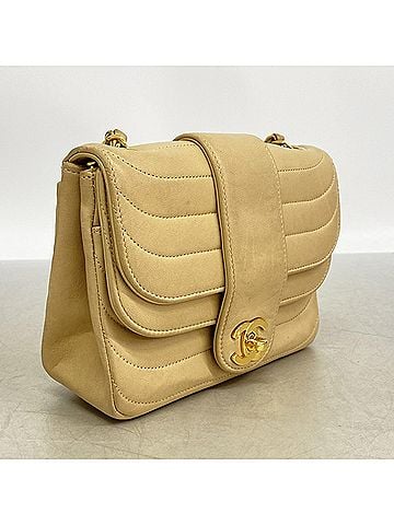Chanel Chanel Shoulder Bag, Chain Strap, Lambskin, Beige, Women's (view 2)