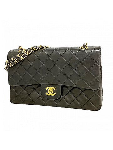 Chanel Chanel Matelassé Shoulder Bag, Double Flap, Chain, Lambskin, Black, Women's (view 1)