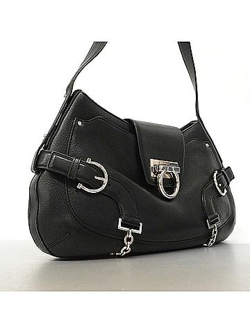 Salvatore Ferragamo Salvatore Ferragamo Gancini Leather Shoulder Bag, Black, Women's (view 2)