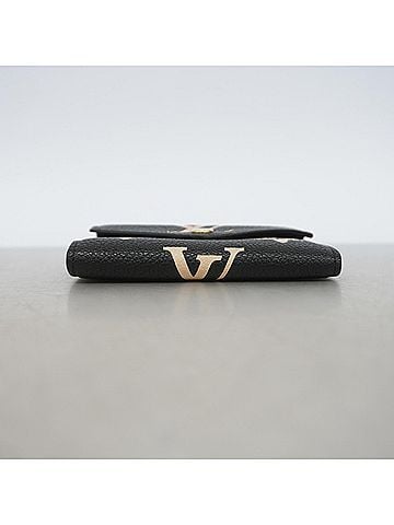 Louis Vuitton Louis Vuitton Tri-fold Wallet, Monogram Empreinte Bicolor Portefeuille Victorine M80968, Black/Beige, Women's (view 2)