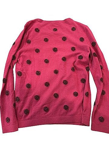 Talbots Raspberry Crewneck Sweater with Dark Berry Polka Dots Pullover Sweater (view 2)