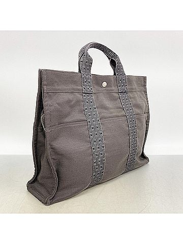 Hermès Hermes Herline MM Canvas Tote Bag, Gray, Men's &amp; Women's (view 2)