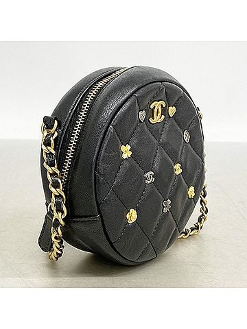 Chanel Chanel Matelassé Chain Shoulder Bag, Lambskin, Black, Women's (view 2)
