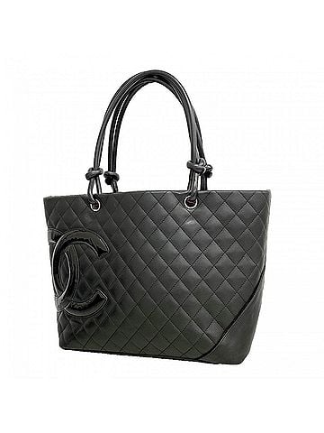 Chanel Chanel Cambon Lambskin Tote Bag, Black, Women's (view 1)