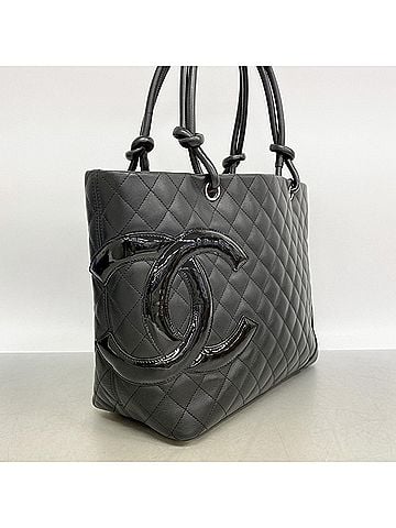 Chanel Chanel Cambon Lambskin Tote Bag, Black, Women's (view 2)