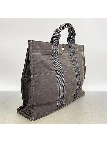 Hermès Hermes Herline MM Canvas Tote Bag, Gray, Men's &amp; Women's (view 2)
