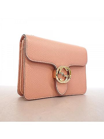 Gucci Gucci Interlocking G Leather Shoulder Bag, Pink, Women's (view 2)