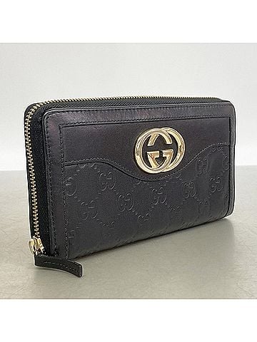 Gucci Gucci long wallet, Guccissima Interlocking G, 291132, leather, black, women's. (view 2)