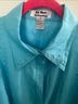 Collections etc. 100% Linen 100% Acetate Solid Blue Long Sleeve Blouse Size 1X - photo 4