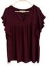 Loft 37 100% Polyester Burgundy Short Sleeve Blouse Size L - photo 1
