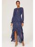 Hutch 100% Polyester Polka Dots Blue Silver Cocktail Dress Size 10 - photo 1
