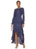 Hutch 100% Polyester Polka Dots Blue Silver Cocktail Dress Size 10 - photo 3