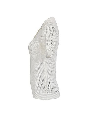 Ralph Lauren Ralph Lauren Pointelle-Knit Polo Sweater in White Cotton (view 2)