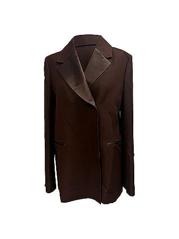 Khaite Khaite Oversized Johnson Blazer in Brown Viscose (view 1)