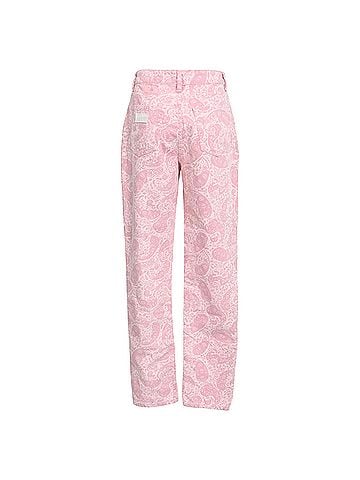 Ganni Ganni Paisley-Print High-Rise Jeans in Pink Cotton (view 1)