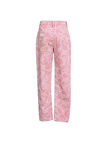 Ganni Ganni Paisley-Print High-Rise Jeans in Pink Cotton (view 2)