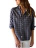 Frank & Eileen Print Blue White Long Sleeve T-Shirt Size XS - photo 1