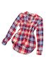 Max Jeans 100% Rayon Plaid Red Blue White Button-Down Shirt Size M - photo 1