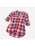 Max Jeans 100% Rayon Plaid Red Blue White Button-Down Shirt Size M - photo 5