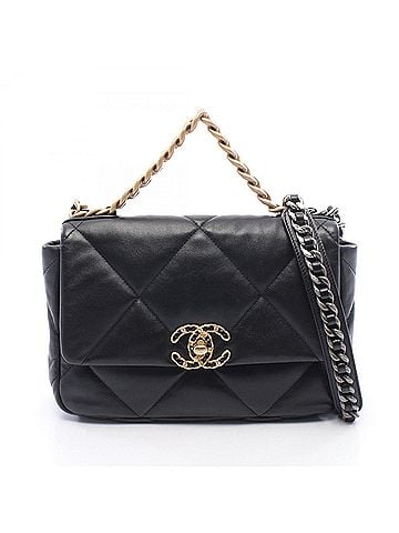 Chanel Chanel 19 Dixneuf Matelassé Shoulder Bag Handbag Leather Women's Black AS1160 (view 1)