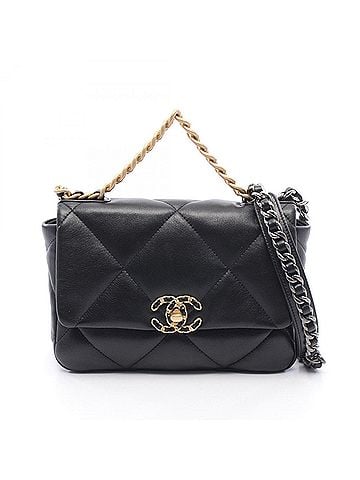 Chanel Chanel 19 Dixneuf Matelassé Shoulder Bag Handbag Leather Women's Black AS1160 (view 1)