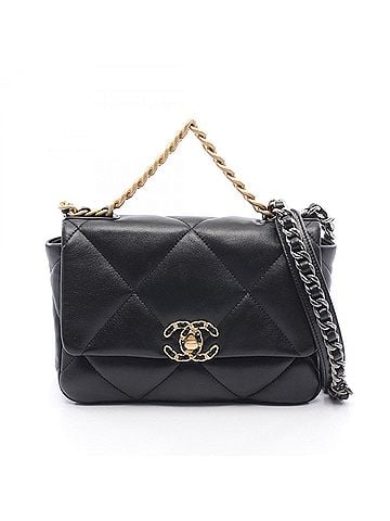 Chanel Chanel 19 Dixneuf Matelassé Shoulder Bag Handbag Leather Women's Black AS1160 (view 1)