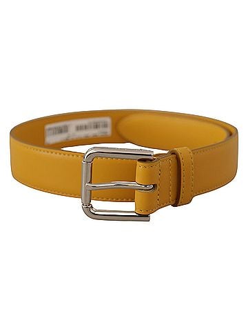 Dolce & Gabbana Yellow Leather Silver Tone Logo Metal Buckle Women's Belt (view 1)
