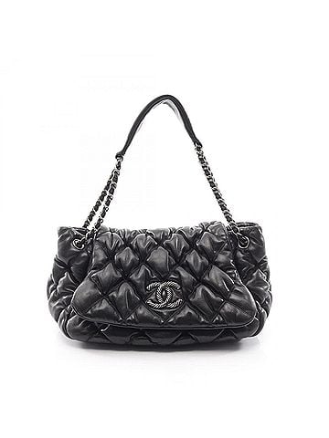 Chanel Chanel Bubble Quilted Shoulder Bag/Handbag, Lambskin Leather, Women's, Black (view 1)