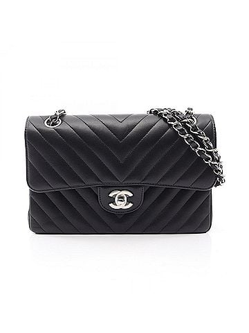 Chanel Chanel Chevron V-stitch Shoulder Bag/Handbag, Lambskin Leather, Women's, Black (view 1)
