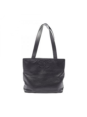 Chanel Chanel Coco Mark Tote Bag Handbag, Lambskin Leather, Women's, Black (view 1)
