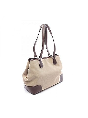 Prada Prada PRADA Logo Jacquard Tote Bag Handbag Canvas Leather Women's Beige/Brown BR3412 (view 2)