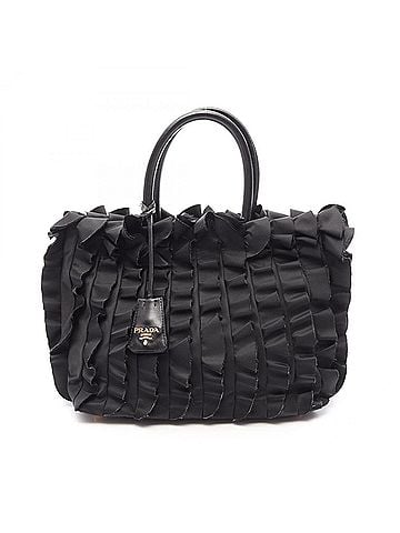 Prada Prada PRADA Frill Tote Bag Handbag Nylon Leather Women's Black (view 1)