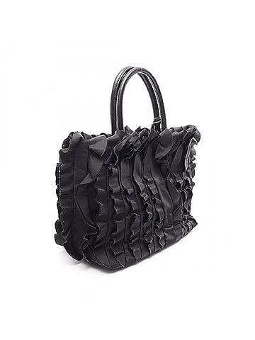 Prada Prada PRADA Frill Tote Bag Handbag Nylon Leather Women's Black (view 2)