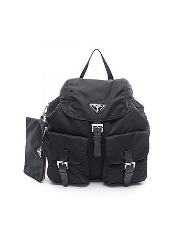 Prada Prada Triangle Logo Backpack/Handbag, Nylon &amp; Leather, Women's, Black (view 1)