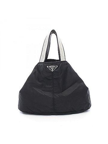 Prada Prada Triangle Logo Tote Bag Handbag Nylon Leather Women's Black (view 1)