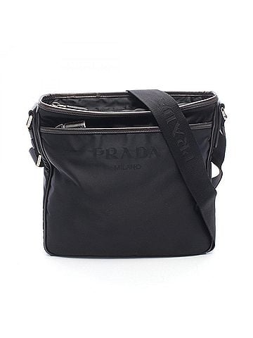 Prada Prada Triangle Logo Shoulder Bag/Handbag, Nylon/Leather, Men's/Women's, Black (view 1)