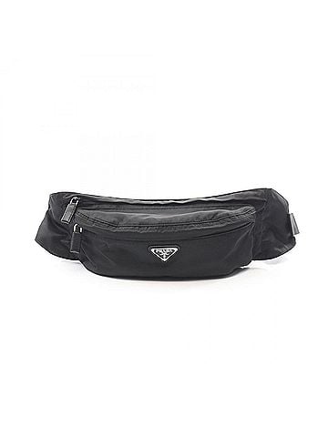 Prada Prada Triangle Logo Waist Bag/Body Bag/Handbag, Nylon/Saffiano Leather, Men's/Women's, Black (view 1)