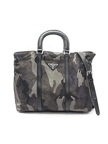 Prada Prada camouflage 2-way handbag, nylon and leather, women's, khaki/multicolor, BN2791 (view 1)