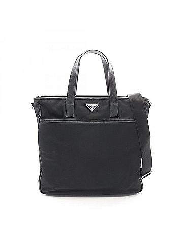 Prada Prada TESSUTO+SAFFIANO 2-Way Business Bag/Handbag, Nylon &amp; Saffiano Leather, Men's, Black (2VG033) (view 1)